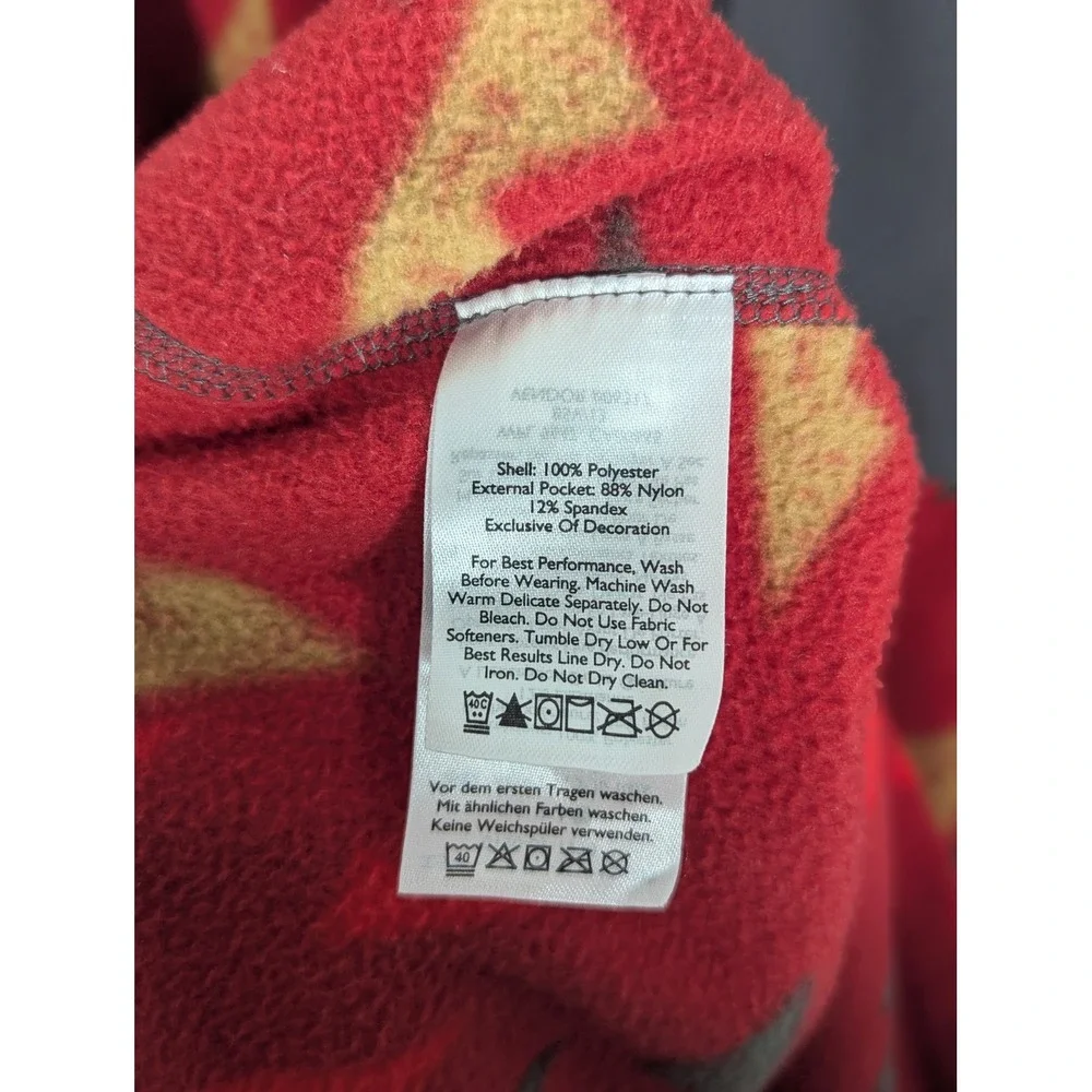 Eddie Bauer First Ascent Mens XL Red Geometric Mountain Print Fleece Quarter Zip